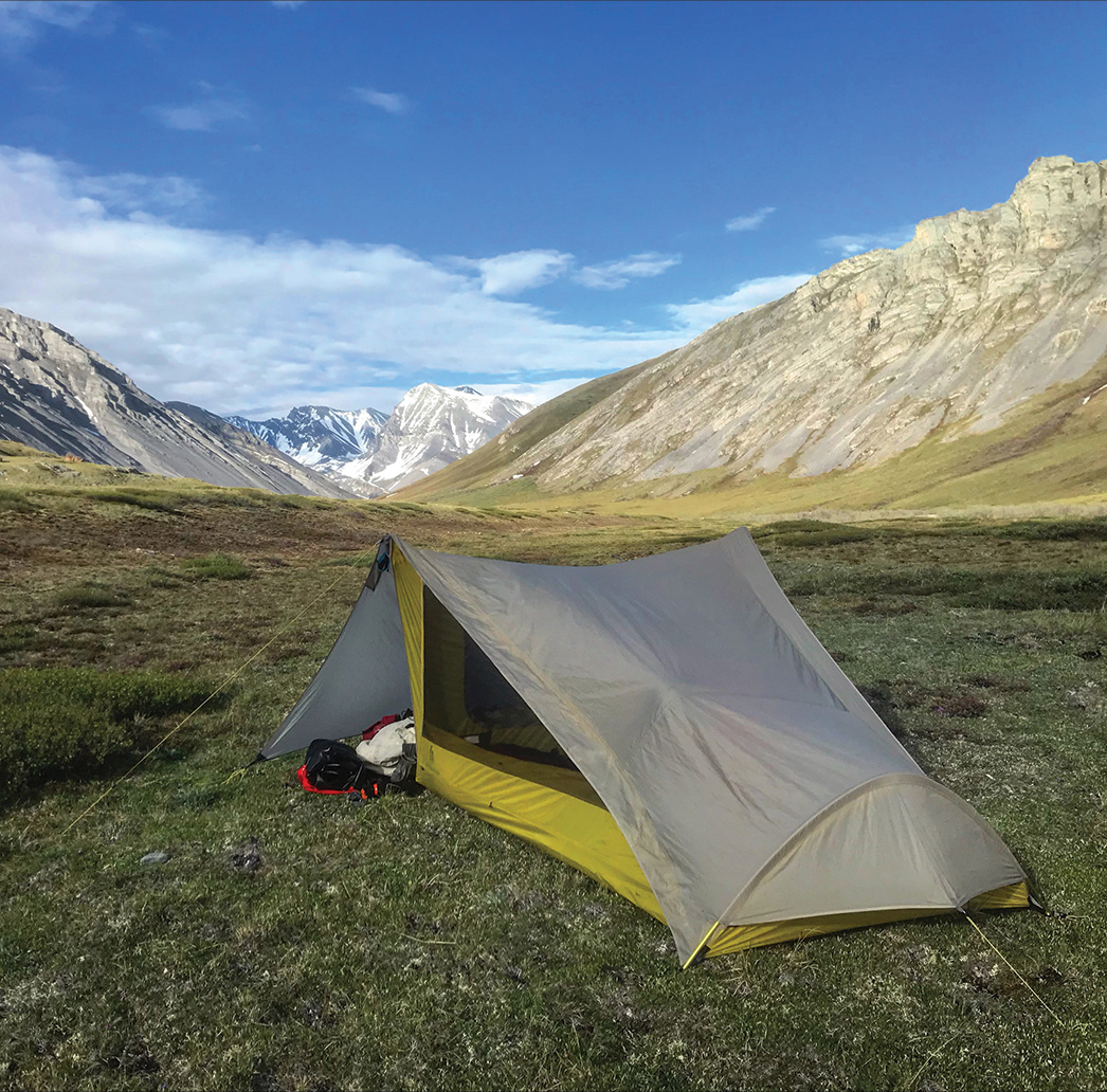 A backpacker's tent in the Arctic National Wildlife Refuge