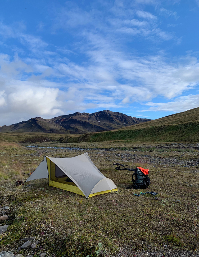 Backpacker's tent in the Talkeetna Mountains